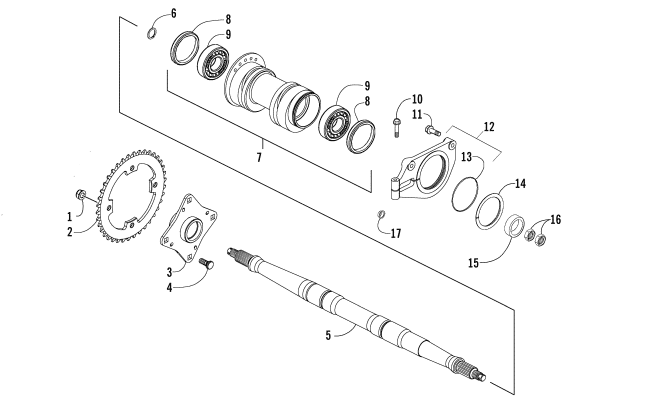 Parts Diagram for Arctic Cat 2007 250 DVX ATV REAR AXLE ASSEMBLY