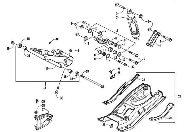 Parts Diagram for Arctic Cat 2007 250 DVX ATV REAR SUSPENSION ASSEMBLY