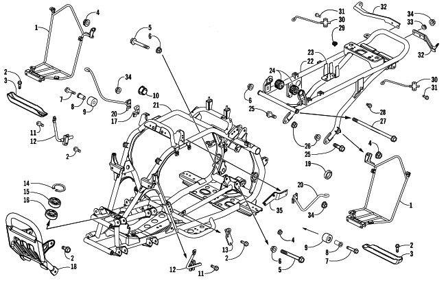 Parts Diagram for Arctic Cat 2006 250 DVX ATV FRAME AND RELATED PARTS ASSEMBLY