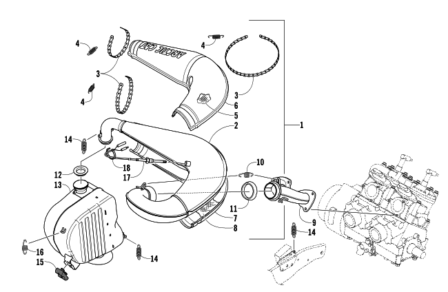 Parts Diagram for Arctic Cat 2006 FIRECAT 600 EFI SNO PRO SNOWMOBILE EXHAUST ASSEMBLY