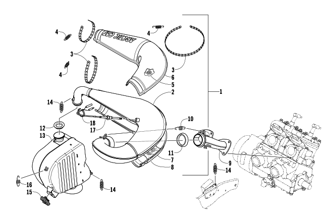 Parts Diagram for Arctic Cat 2006 SABERCAT 600 EFI LX SNOWMOBILE EXHAUST ASSEMBLY
