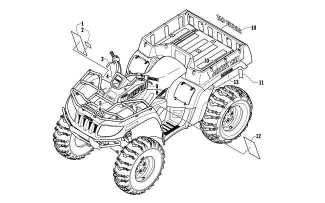 Parts Diagram for Arctic Cat 2006 400 AUTOMATIC TRANSMISSION 4X4 TBX ATV DECALS