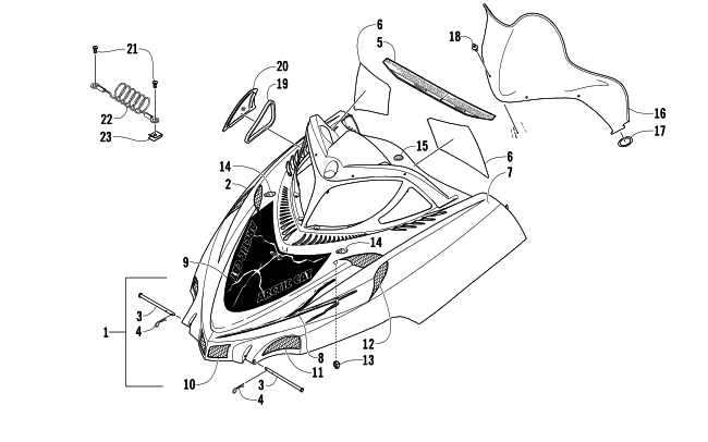 Parts Diagram for Arctic Cat 2006 M5 EFI SNOWMOBILE HOOD AND WINDSHIELD ASSEMBLY