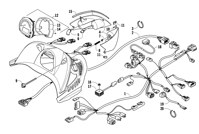 Parts Diagram for Arctic Cat 2006 M5 EFI SNOWMOBILE HEADLIGHT, INSTRUMENTS, AND WIRING ASSEMBLIES