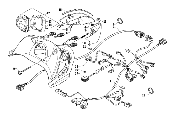 Parts Diagram for Arctic Cat 2006 M7 153 SNOWMOBILE HEADLIGHT, INSTRUMENTS, AND WIRING ASSEMBLIES