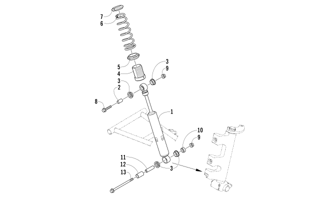 Parts Diagram for Arctic Cat 2008 BEARCAT WIDE TRACK TURBO SNOWMOBILE FRONT SUSPENSION SHOCK ABSORBER ASSEMBLY