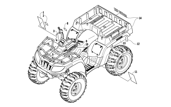 Parts Diagram for Arctic Cat 2006 500 AUTOMATIC TRANSMISSION 4X4 TBX ATV DECALS