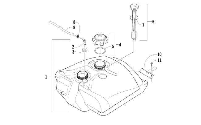 Parts Diagram for Arctic Cat 2006 BEARCAT WIDE TRACK TURBO SNOWMOBILE GAS TANK ASSEMBLY