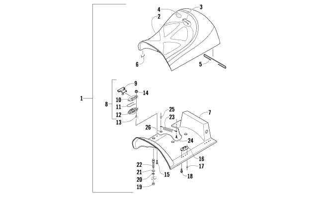 Parts Diagram for Arctic Cat 2006 BEARCAT WIDE TRACK SNOWMOBILE FRONT SEAT ASSEMBLY