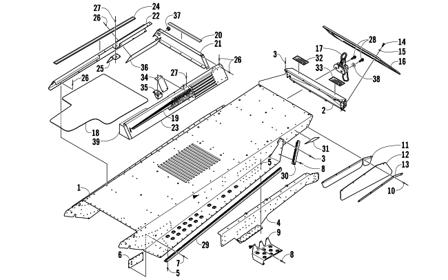 Parts Diagram for Arctic Cat 2006 BEARCAT WIDE TRACK TURBO SNOWMOBILE TUNNEL AND REAR BUMPER ASSEMBLY