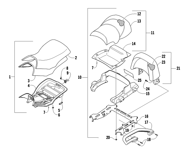 Parts Diagram for Arctic Cat 2008 500 AUTOMATIC TRANSMISSION 4X4 TRV ATV SEAT AND BACKREST ASSEMBLY
