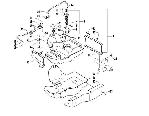 Parts Diagram for Arctic Cat 2006 500 AUTOMATIC TRANSMISSION 4X4 TRV ATV GAS TANK ASSEMBLY