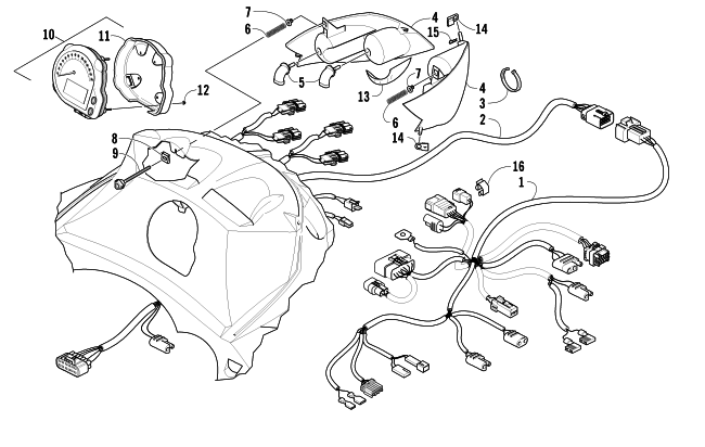 Parts Diagram for Arctic Cat 2006 T660 TURBO TRAIL SNOWMOBILE HEADLIGHT, INSTRUMENTS, AND WIRING ASSEMBLIES