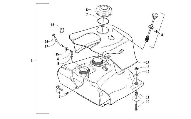 Parts Diagram for Arctic Cat 2006 KING CAT 900 EFI SNOWMOBILE GAS TANK ASSEMBLY