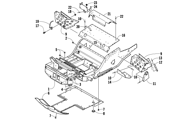 Parts Diagram for Arctic Cat 2006 BEARCAT WIDE TRACK TURBO SNOWMOBILE FRONT FRAME AND FOOTREST ASSEMBLY