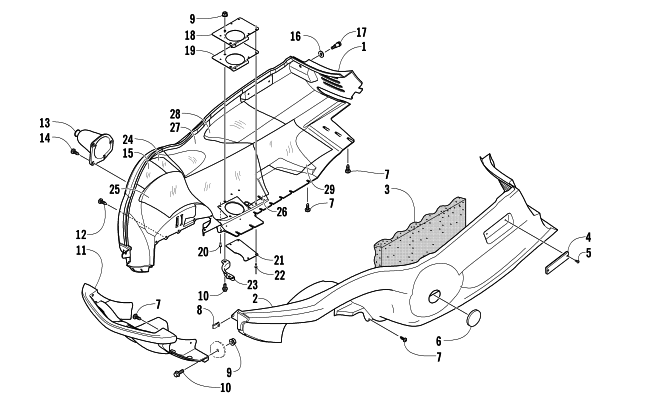 Parts Diagram for Arctic Cat 2006 BEARCAT WIDE TRACK TURBO SNOWMOBILE BELLY PAN AND FRONT BUMPER ASSEMBLY