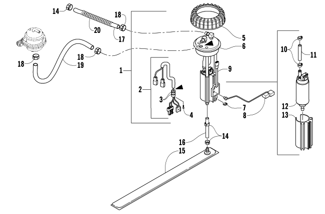 Parts Diagram for Arctic Cat 2007 BEARCAT WIDE TRACK TURBO SNOWMOBILE FUEL PUMP ASSEMBLY