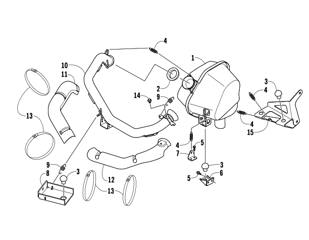 Parts Diagram for Arctic Cat 2008 BEARCAT WIDE TRACK TURBO SNOWMOBILE EXHAUST ASSEMBLY