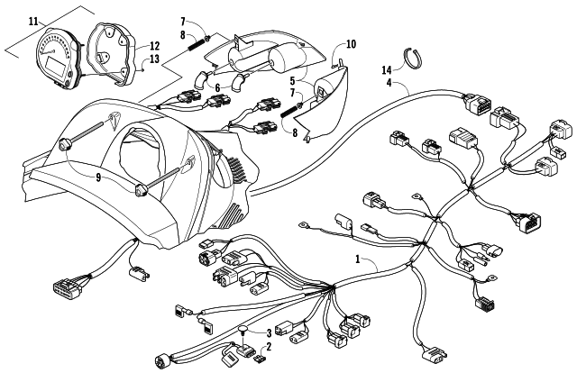 Parts Diagram for Arctic Cat 2006 SABERCAT 600 EFI LX SNOWMOBILE HEADLIGHT, INSTRUMENTS, AND WIRING ASSEMBLIES