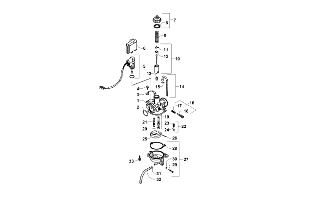 Parts Diagram for Arctic Cat 2008 50 DVX ATV CARBURETOR ASSEMBLY