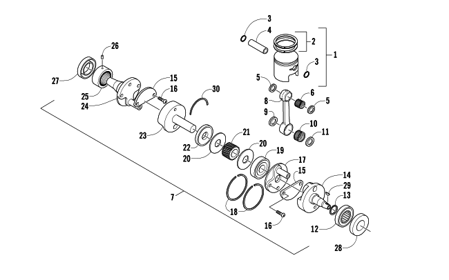 Parts Diagram for Arctic Cat 2006 M5 EFI SNOWMOBILE PISTON AND CRANKSHAFT