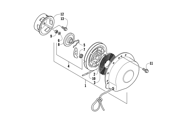 Parts Diagram for Arctic Cat 2008 T500 SNOWMOBILE RECOIL STARTER