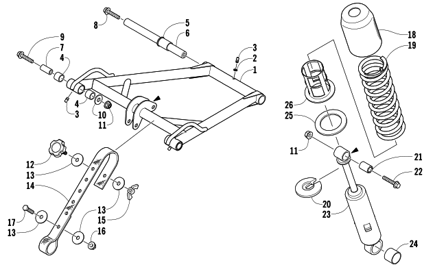 Parts Diagram for Arctic Cat 2006 M5 EFI SNOWMOBILE REAR SUSPENSION FRONT ARM ASSEMBLY