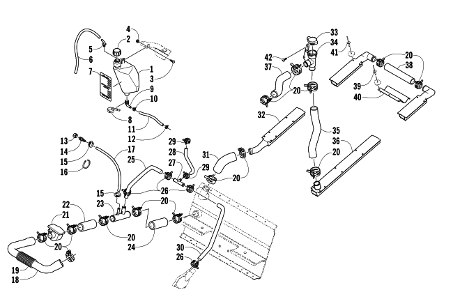 Parts Diagram for Arctic Cat 2006 T660 TURBO ST SNOWMOBILE COOLING ASSEMBLY