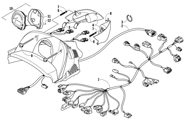 Parts Diagram for Arctic Cat 2006 FIRECAT 600 EFI R SNOWMOBILE HEADLIGHT, INSTRUMENTS, AND WIRING ASSEMBLIES