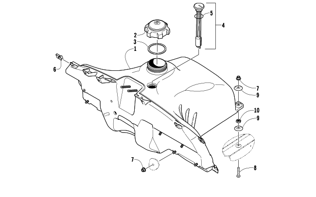 Parts Diagram for Arctic Cat 2006 SABERCAT 600 EFI LX SNOWMOBILE GAS TANK ASSEMBLY