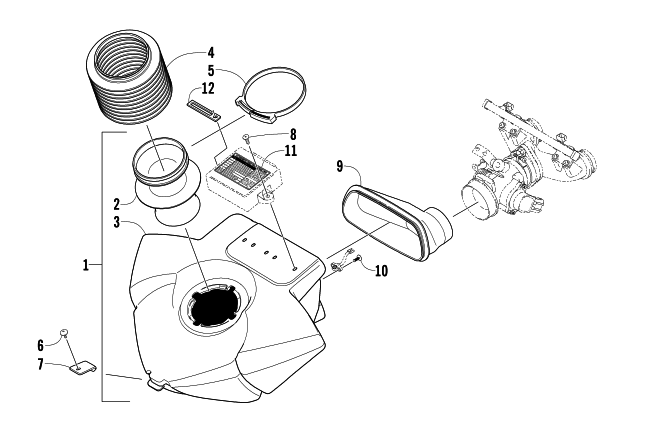 Parts Diagram for Arctic Cat 2006 SABERCAT 500 EFI SNOWMOBILE AIR SILENCER ASSEMBLY