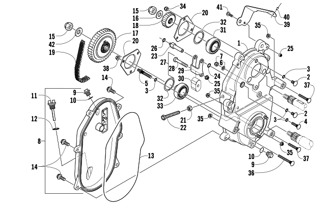 Parts Diagram for Arctic Cat 2006 AC 440 SNO PRO SNOWMOBILE DRIVE/DROPCASE ASSEMBLY