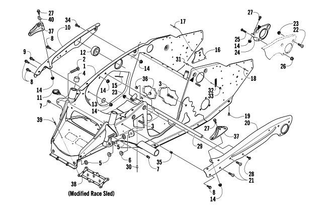 Parts Diagram for Arctic Cat 2006 AC 440 SNO PRO MODIFIED RACE SLED SNOWMOBILE FRONT FRAME ASSEMBLY