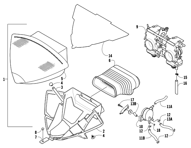 Parts Diagram for Arctic Cat 2006 AC 440 SNO PRO MODIFIED RACE SLED SNOWMOBILE AIR SILENCER ASSEMBLY