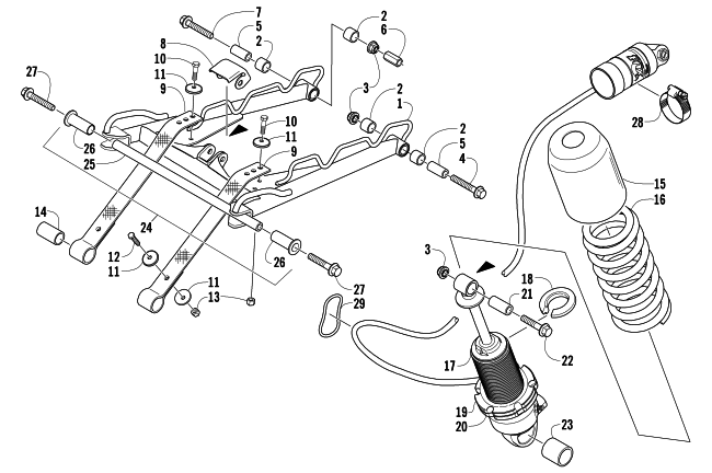 Parts Diagram for Arctic Cat 2006 AC 440 SNO PRO SNOWMOBILE REAR SUSPENSION FRONT ARM ASSEMBLY