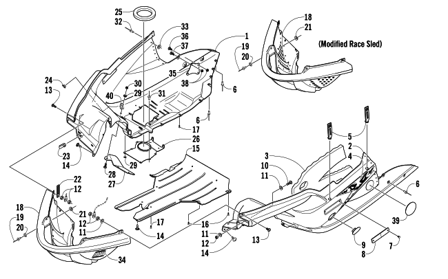 Parts Diagram for Arctic Cat 2006 AC 440 SNO PRO SNOWMOBILE BELLY PAN ASSEMBLY