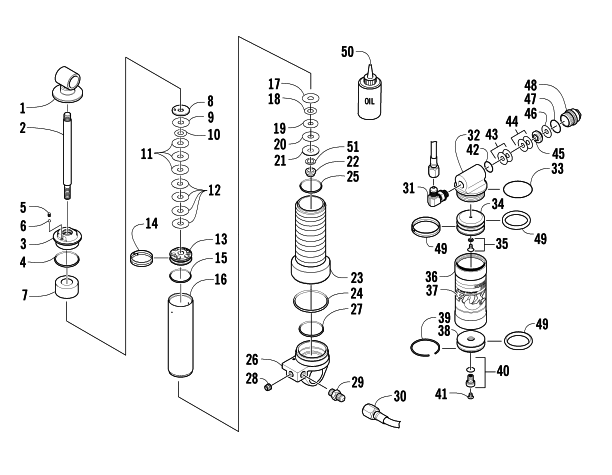 Parts Diagram for Arctic Cat 2006 AC 440 SNO PRO SNOWMOBILE REAR SUSPENSION FRONT ARM SHOCK ABSORBER