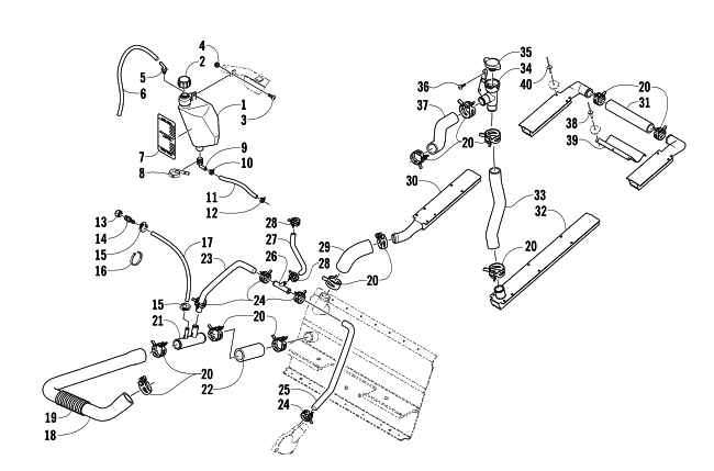 Parts Diagram for Arctic Cat 2006 PANTHER 660 TRAIL SNOWMOBILE COOLING ASSEMBLY