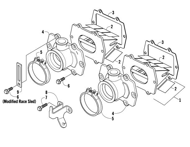 Parts Diagram for Arctic Cat 2006 AC 440 SNO PRO SNOWMOBILE REED VALVE ASSEMBLY