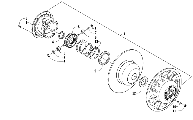 Parts Diagram for Arctic Cat 2008 AC 600 SNO PRO SNOWMOBILE DRIVEN CLUTCH