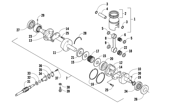 Parts Diagram for Arctic Cat 2006 AC 440 SNO PRO SNOWMOBILE PISTON AND CRANKSHAFT