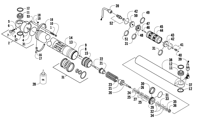 Parts Diagram for Arctic Cat 2007 AC 600 MODIFIED SNO PRO SNOWMOBILE FRONT SUSPENSION SHOCK ABSORBER