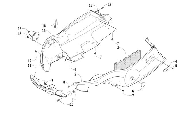 Parts Diagram for Arctic Cat 2007 BEARCAT WIDE TRACK SNOWMOBILE BELLY PAN AND FRONT BUMPER ASSEMBLY