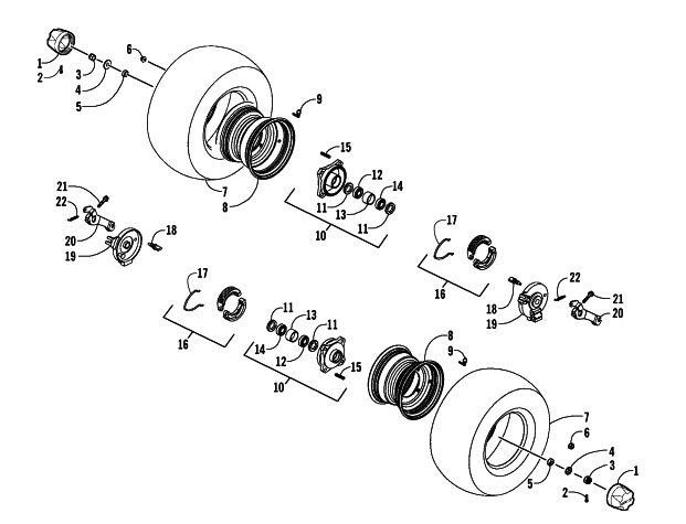 Parts Diagram for Arctic Cat 2007 90 DVX ATV FRONT WHEEL AND BRAKE ASSEMBLIES