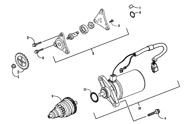 Parts Diagram for Arctic Cat 2008 50 DVX ATV STARTER MOTOR AND OIL PUMP ASSEMBLIES