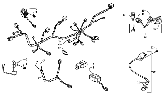 Parts Diagram for Arctic Cat 2008 90 UTILITY ATV ELECTRICAL AND WIRING HARNESS ASSEMBLY