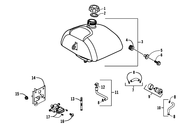 Parts Diagram for Arctic Cat 2008 90 DVX CALIFORNIA ATV GAS TANK ASSEMBLY