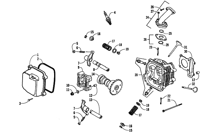 Parts Diagram for Arctic Cat 2006 50 DVX ATV CYLINDER HEAD ASSEMBLY