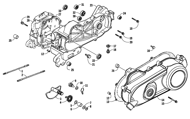 Parts Diagram for Arctic Cat 2008 50 DVX ATV CRANKCASE ASSEMBLY