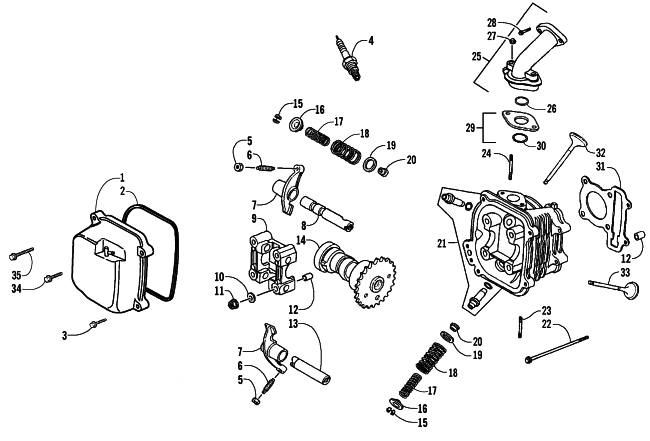 Parts Diagram for Arctic Cat 2008 90 DVX ATV CYLINDER HEAD ASSEMBLY